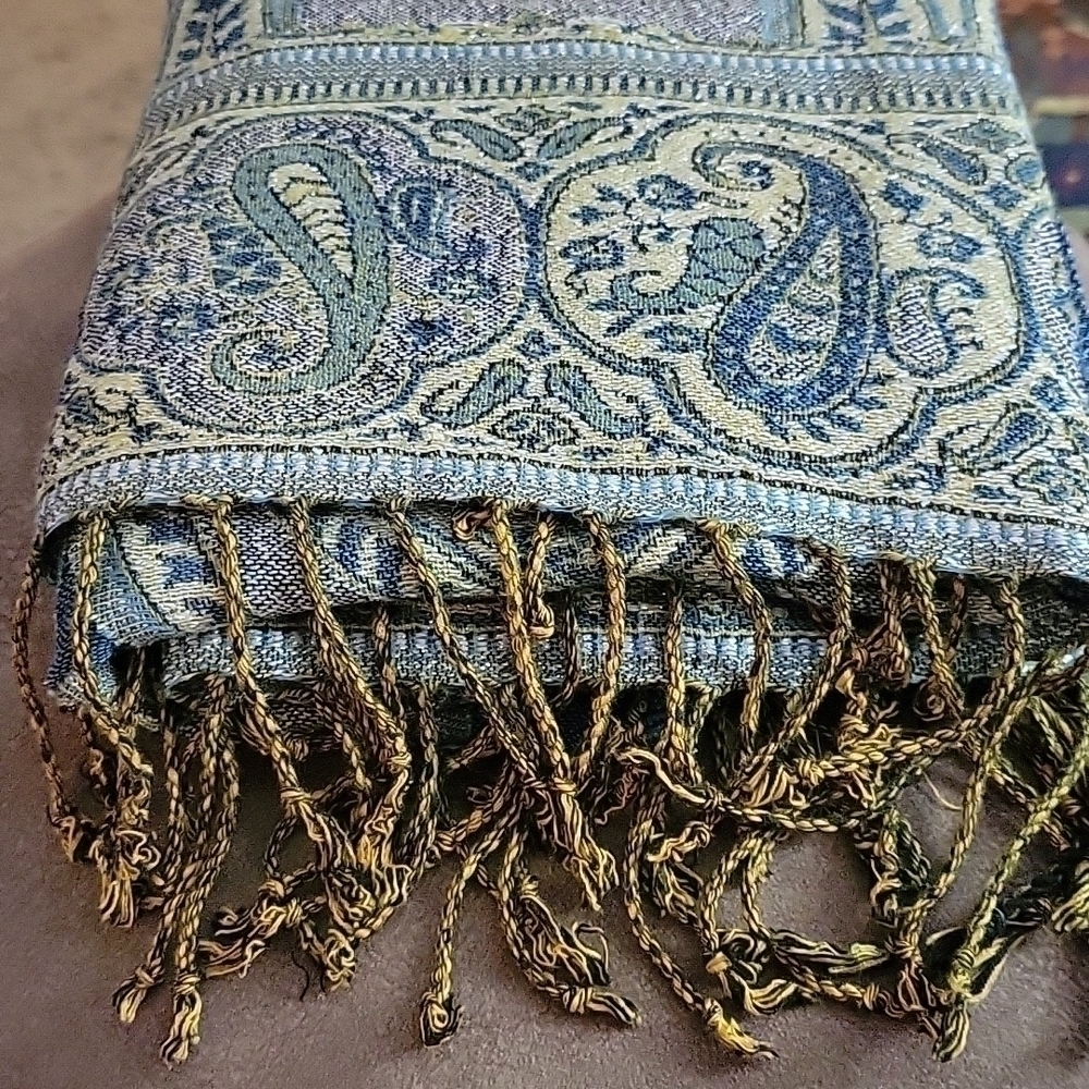 ISABELLA Paisley Jacquard Metallic Scarf Shawl Stole Blanket Wrap - Picture 10 of 10